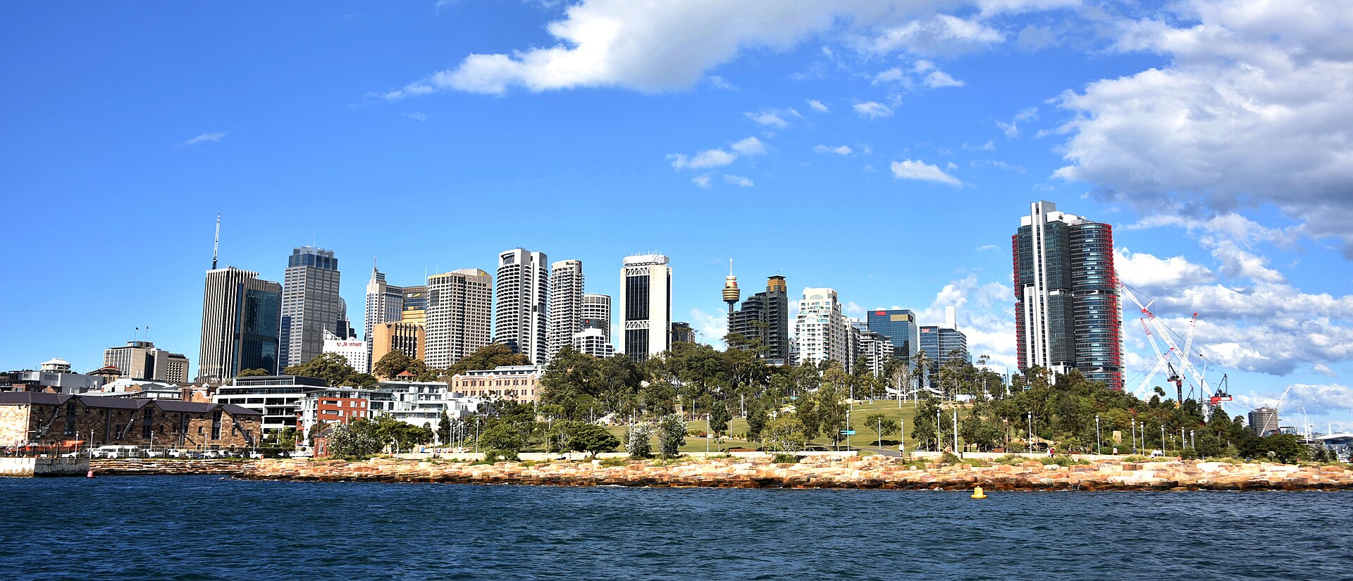 Sydney city skyline viewed from Barangaroo Reserve